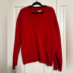 Reformation Red V-Neck Sweater